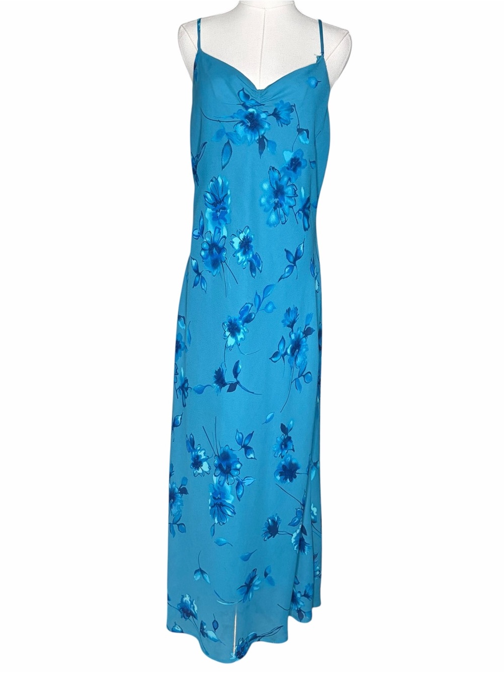 Vintage Y2K Blue Floral Strappy Maxi Dress Whimsigoth Fairy Boho Cute Size 16/XL